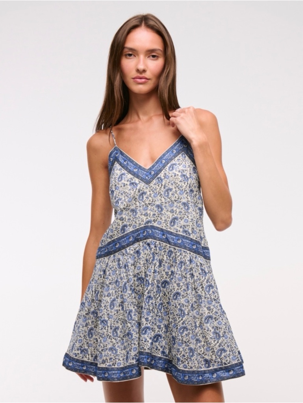 Abercrombie & Fitch Blue Paisley V-Neck Mini Dress/ Skort